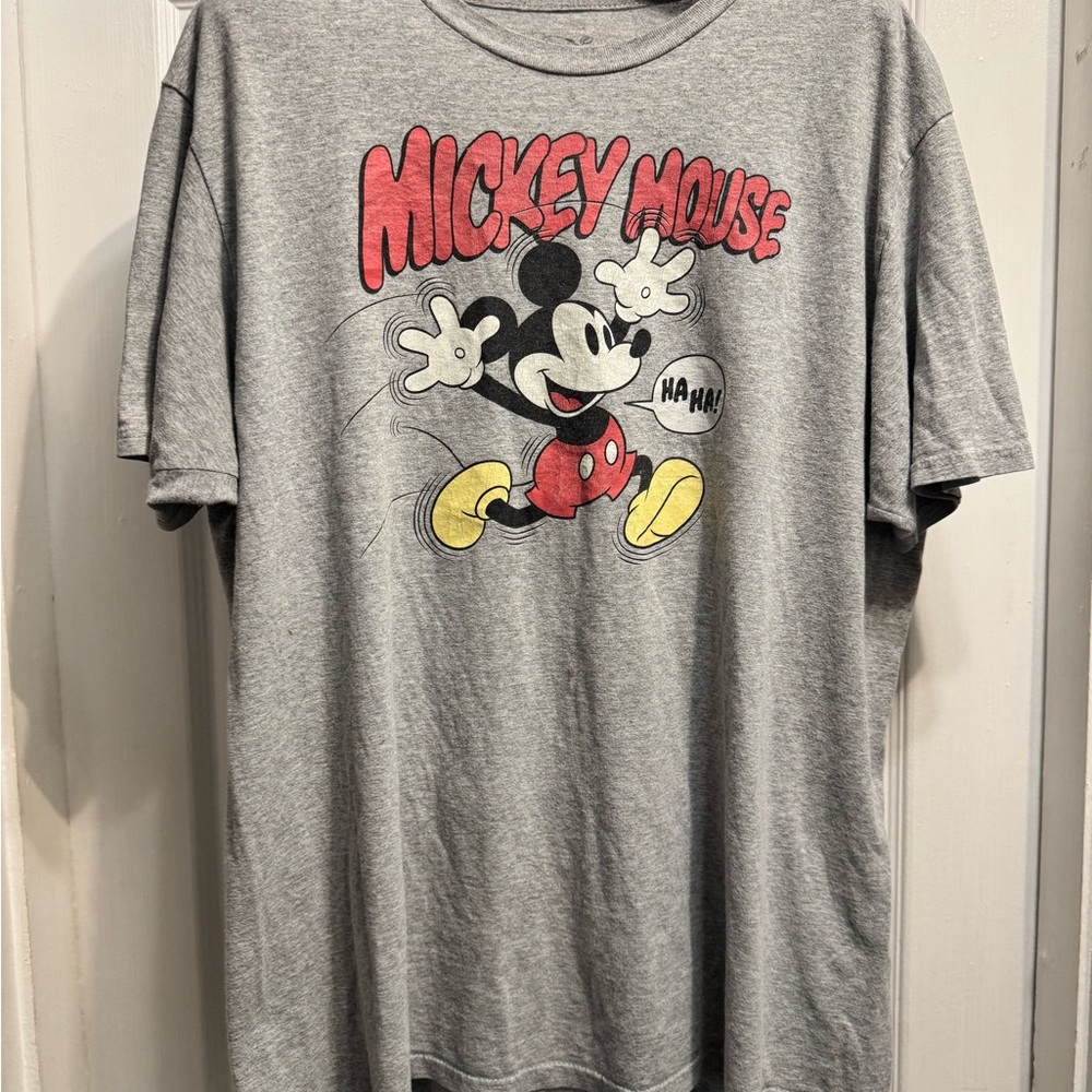 Disney Mickey Mouse Gray Tee with Red Accents
